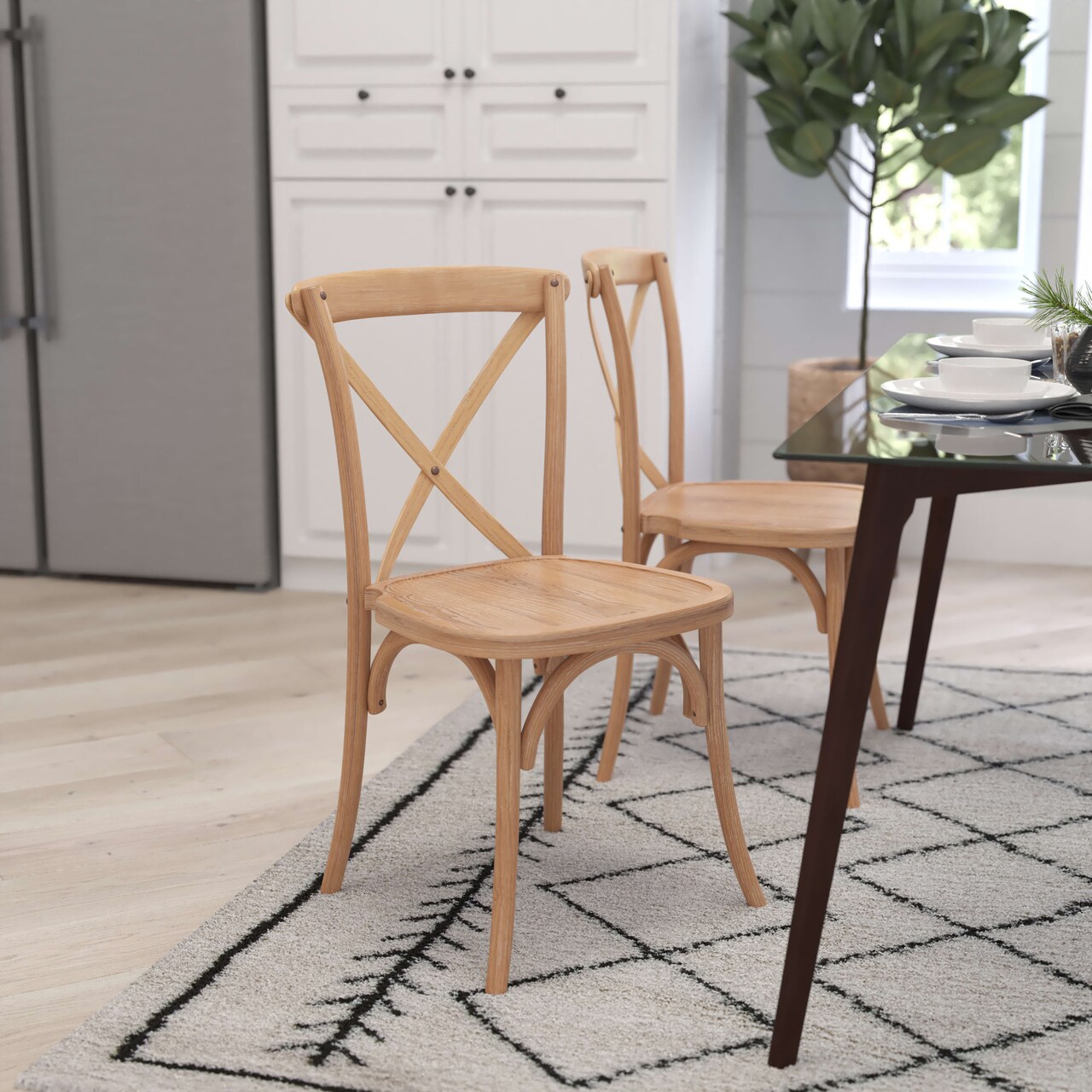 Merrick Lane Bardstown X-Back Bistro Style Wooden High Back Dining Chair